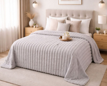 Плед-покривало Koloco Королівський шарпей смужка 7 см 210х230 сірий євро