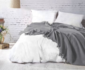Турецкое жаккардовое покрывало Saheser Mona 220×240 см Gri