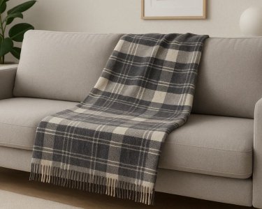 Плед вовняний Vladi Ельф NOAH біло-сіро-темно-сірий 140х200 