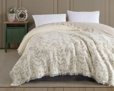 Турецкое муслиновое покрывало Charlotte Blossom 230х250 Beige