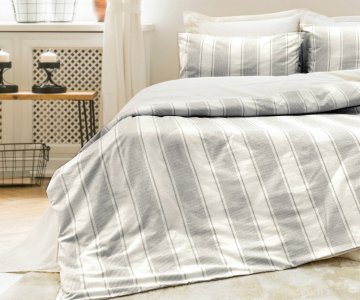 Турецкое постельное белье из вареного хлопка Saheser Stonewashed Ranforse 200 х 220 см Nenas Antrasit