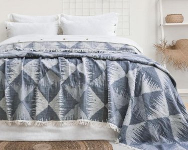 Турецкое муслиновое покрывало Saheser Dolce 240х260 Lacivert