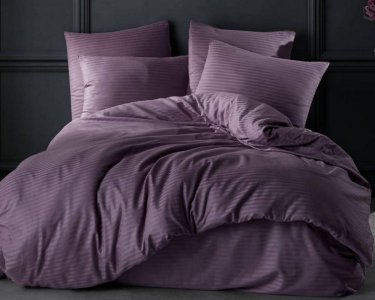 Турецька постільна білизна Charlotte Stripe Satin 200х220 Murdum євро з простирадлом на резинці 160х200х30см