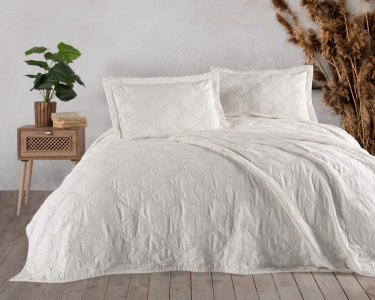 Турецкое покрывало из вареного хлопка Maribor Natural Creations 240х260 с наволочками 50х70 Cream