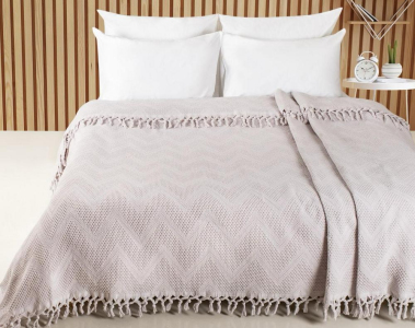 Турецкое жаккардовое покрывало Saheser Zick - Zack 180×220 см Gri