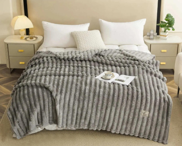 Плед-покрывало Koloco Королевский шарпей полоска 6 см 150х200 серый полуторный