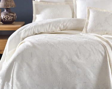 Покривало шенілове Gardines 240х260 Monica Krem з наволочками 50х70