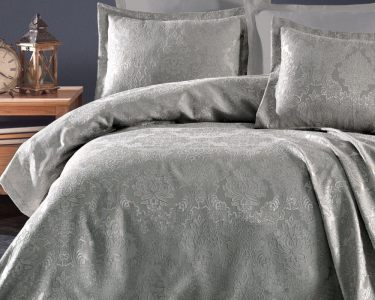 Покрывало шенилловое Gardines 240х260 Monica Gri с наволочками 50х70