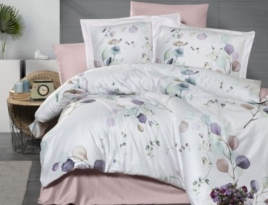 Турецька постільна білизна First Choice VIP сатин 3D Leaf євро