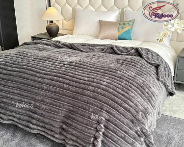 Плед-покрывало Koloco Королевский шарпей полоска 5 см 220х230 графит евро