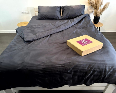 Постільна білизна LARA сатин-страйп LUX black d13182s сімейна