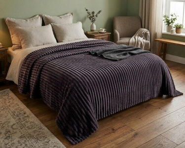 Плед-покрывало Koloco Королевский шарпей 16-3 полоска 5 см 200х230 графит евро