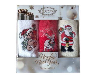 Набір новорічних рушників Gulcan 3 штуки 30x50 Merry Christmas