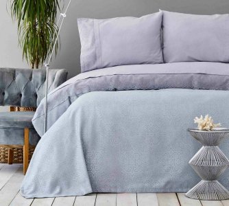Літній комплект постільної білизни з покривалом Karaca Home Gri євро