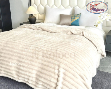 Плед-покрывало Koloco Королевский шарпей 16-3 полоска 5 см 200х230 молочный евро