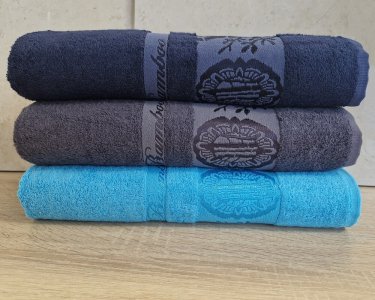 Набор турецких бамбуковых махровых полотенец Zeron 3 штуки 70х140 Bamboo Dark Blue