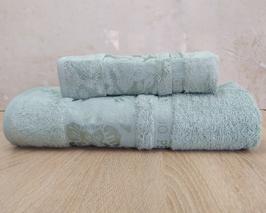 Набір турецьких бамбукових махрових рушників Cestepe 50х90+70х140 Bamboo Cicek Mint