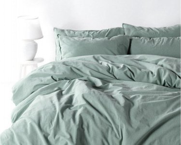 Турецкое постельное белье из вареного хлопка Limasso Stonewashed Ranforse 200 х 220 см Natural Green