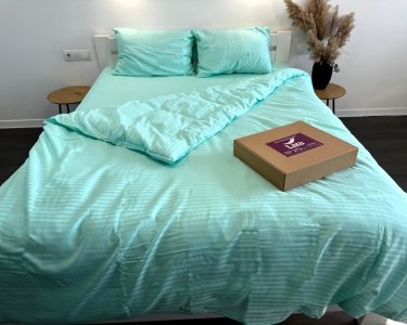 Постельное белье LARA сатин-страйп LUX mentol d13180s семейное