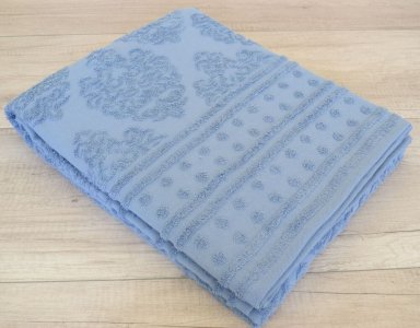 Махровая простынь-покрывало Узбекистан 190х200 жаккард Light Blue