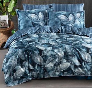 Турецкое постельное белье La Romano Premium Satin Rican Blue евро