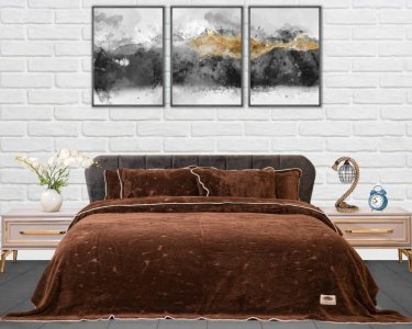 Плед-покривало турецьке ultra soft Zeron 220х240 з наволочками Камінь шоколад