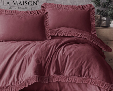 Турецкое постельное белье из вареного хлопка La Maison Stonewashed Ranforse 200 х 220 см Weens Cherry