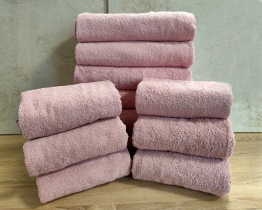 Набор турецких махровых однотонных полотенец Zeron 6 штук 50х90 + 6 штук 70х140 Pudra плотность 500 г/м2