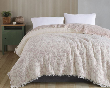 Турецьке муслінове покривало Zeron JACQUARD exclusive 230х250 Nora Bej