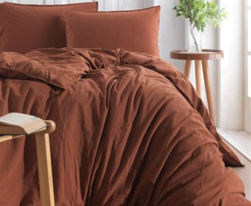 Турецкое постельное белье из вареного хлопка Limasso Stonewashed Ranforse 200 х 220 см Automne