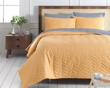 Покривало стьобане Eponj Home MaxiColor Sarı 160х220 з наволочкою 50х70