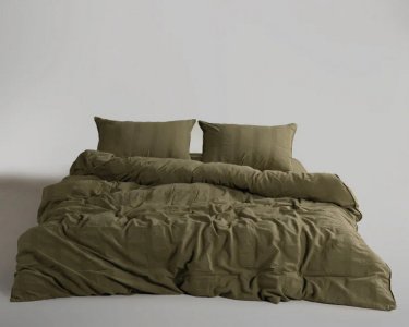 Турецкое постельное белье из вареного хлопка Limasso Stonewashed Ranforse 200 х 220 см Cassandra Olive