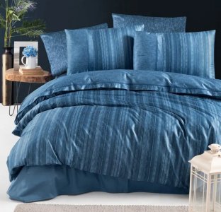 Турецкое постельное белье La Romano Premium Satin Talya Blue евро
