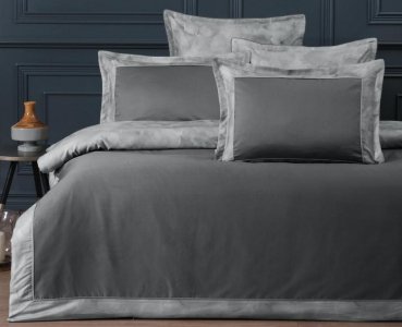 Турецкое постельное белье La Romano Premium Silk Satin 400 TC Rivano Steelgrey евро