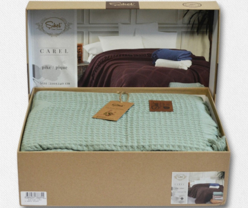 Турецьке вафельне простирадло-покрывало Sikel 210×240 см Carel Yesil