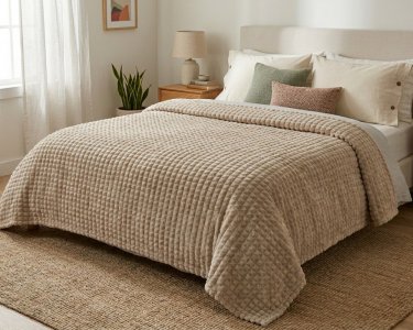 Плед-покрывало Koloco Кубик 3Д 200х230 бежевый евро