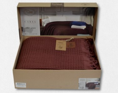 Турецьке вафельне простирадло-покрывало Sikel 210×240 см Carel Bordo