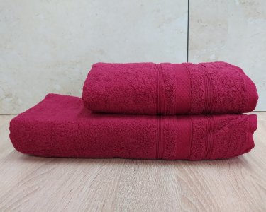 Набор турецких махровых полотенец Ada Turkey 50х90+70х140 Cherry