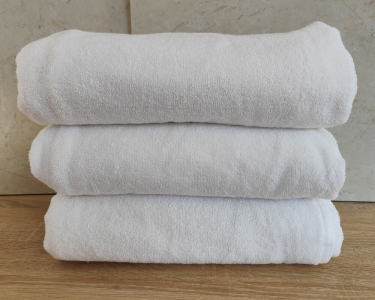 Набор турецких махровых однотонных полотенец Zeron 3 штуки 70х140 белый плотность 550 г/м2 низкая петля 20/2