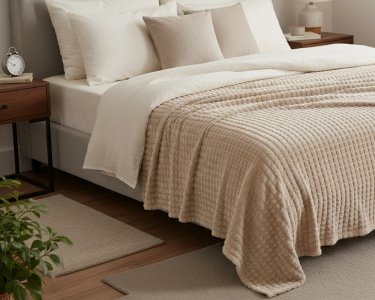 Плед-покрывало Koloco Кубик 3Д 200х230 темный беж евро