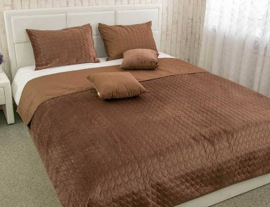 Покривало двостороннє стьобане Руно 220х240 велюр Chocolate