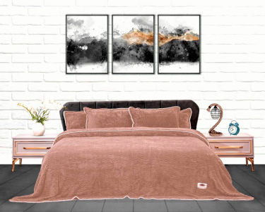 Плед-покрывало турецкое ultra soft Zeron 220х240 с наволочками Косичка сухая роза