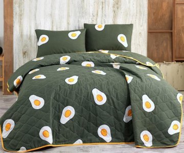 Покрывало стеганое Eponj Home Avokado Yesil 200х220 с наволочками 50х70