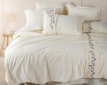 Турецкое постельное белье из вареного хлопка Limasso Stonewashed Ranforse с вышивкой 200 х 220 см Lucyna 