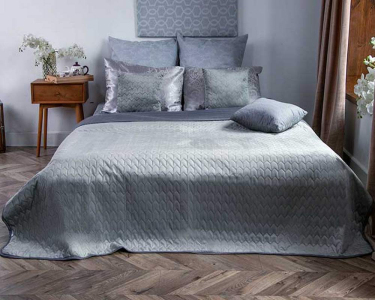 Покривало двостороннє стьобане Руно 150х220 велюр Grey