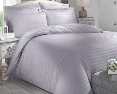 Турецька постільна білизна Altinbasak сатин-страйп 200 х 220 см Always Gri