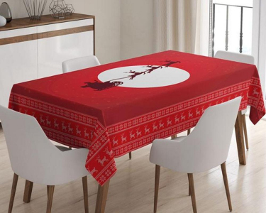 Скатертина новорічна Eponj Home 160х220 Sleigh червона