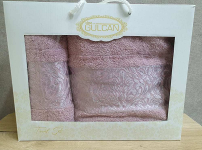 Набор турецких махровых полотенец Gulcan 50x90+70х140 V2 Pink