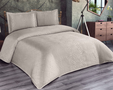 Покривало шенілове Modabox 240х260 Nida Bej з наволочками 50х70