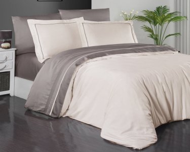 Турецька постільна білизна First Choice De Luxe сатин Ivory Mink євро